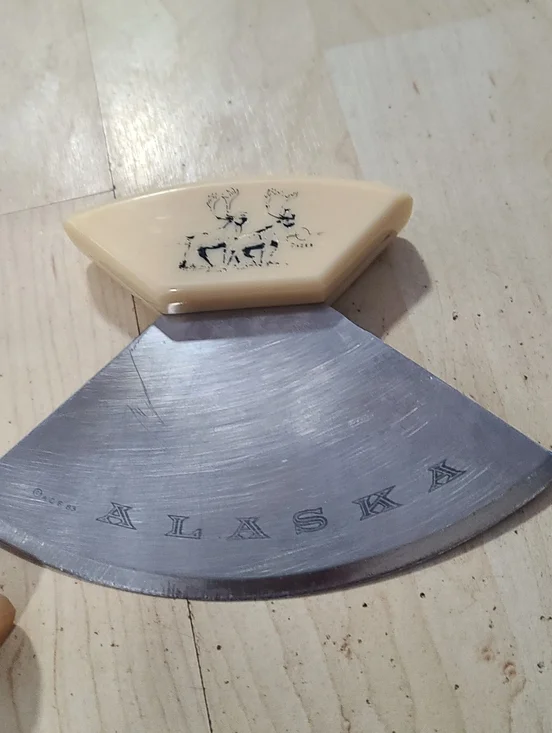 Set of 5 Ulu Herb/Meat Choppers, Alaska Wood Handles, One Is Guenuine - Picture 6 of 8